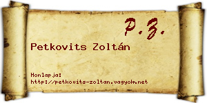 Petkovits Zoltán névjegykártya